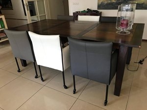 ShopX Leren eetkamerstoel more, grijswit leer, grijzewitte keukenstoelen