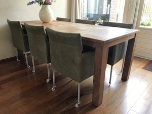 ShopX Leren eetkamerstoel desire, groen leer, groene keukenstoelen