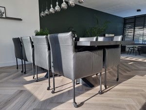 ShopX Leren eetkamerstoel desire, zwart leer, zwarte keukenstoelen
