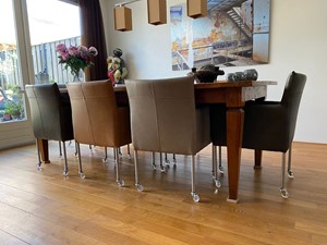 ShopX Leren eetkamerstoel desire, bruingrijs leer, bruinegrijze keukenstoelen