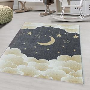 WoonQ Vloerkleed Kids - Moon And Stars - Geel