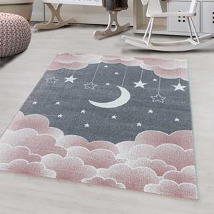 WoonQ Vloerkleed Kids - Moon And Stars - Roze
