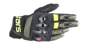 ALPINESTARS Halo Leather Gloves, Motorhandschoenen zomer, Forest-Zwart-Geel Fluo