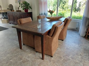 ShopX Leren eetkamerfauteuil sharp, bruin leer, bruine keukenstoelen