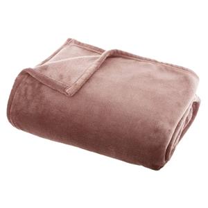 Atmosphera Fleece deken/fleeceplaid oud roze 130 x 180 cm polyester - Plaids