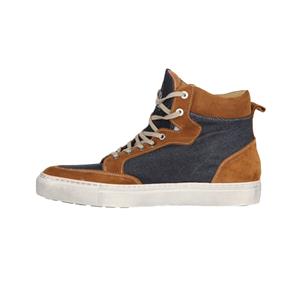 Helstons Maya Canvas Armalith Leather Gold Blue Shoes