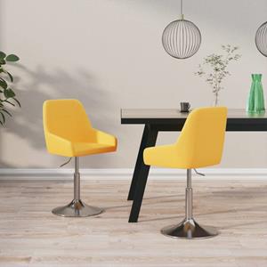 VidaXL Eetkamerstoelen Draaibaar 2 St Stof Mosterdgeel