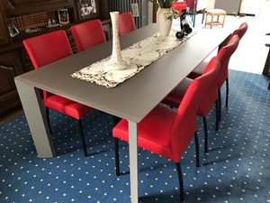 ShopX Leren eetkamerstoel comfort, rood leer, rode keukenstoelen