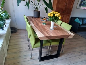 ShopX Leren eetkamerstoel comfort met wieltjes, groen leer, groene keukenstoelen