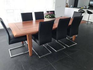 ShopX Leren eetkamerstoel remix, zwart leer, zwarte keukenstoelen