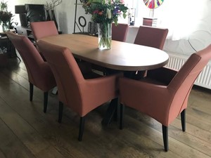 ShopX Leren eetkamerstoel just met armleuning, bruin leer, bruine keukenstoelen