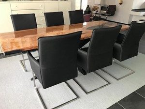ShopX Leren eetkamerstoel ruler met armleuning, zwart leer, zwarte keukenstoelen