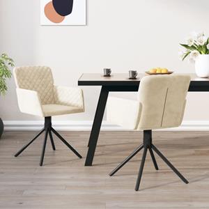 VidaXL Eetkamerstoelen Draaibaar 2 St Fluweel Crèmekleurig