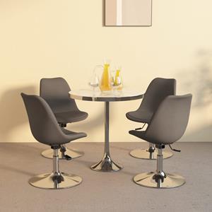 VidaXL Eetkamerstoelen draaibaar 4 st stof donkergrijs