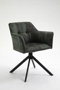 Invicta Interior Eetkamerstoel Loft Groen Fluweel Draaibaar Met Armleuning - 42393