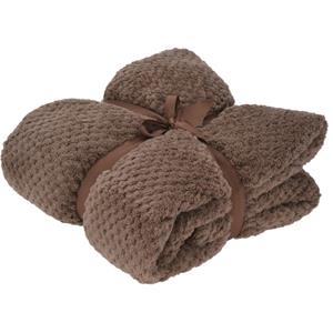 H&S Collection Polyester Fleece Deken/dekentje/plaid 130 X 170 Cm Taupe - Plaids