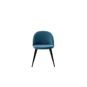 Hioshop Velvet Eetkamerstoel Velours Blauw, Zwart.