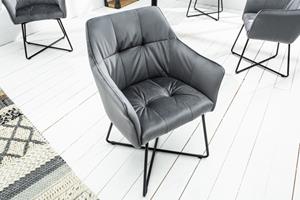 Invicta Interior Eetkamerstoel Loft Zilver Grijs Fluweel - 42472