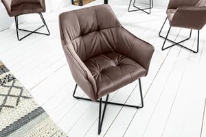 Invicta Interior Eetkamerstoel Loft Taupe Bruin Fluweel - 42473