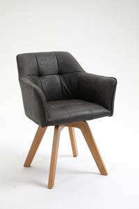 Invicta Interior Eetkamerstoel Loft Grijs draaibaar met armleuning - 42388