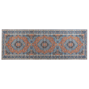 BELIANI Loper vloerkleed 70 x 200 cm blauw en oranje MIDALAM