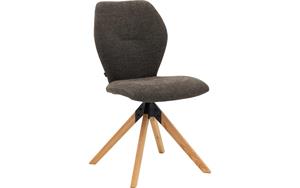 Goossens Eetkamerstoel Hera bruin stof leuning, modern design