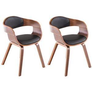 CLP 2er Set Stühle Kingston Kunstleder Walnuss/schwarz
