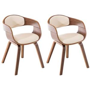 CLP 2er Set Stühle Kingston Kunstleder Walnuss/creme