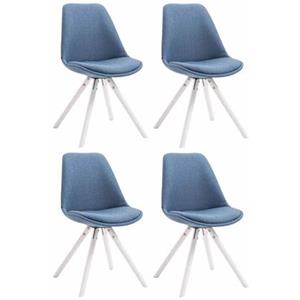 CLP Set van 4 eetkamerstoelen Toulouse Wit Rond Frame Stof