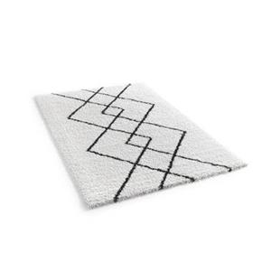 FlyCarpets Diamond Hoogpolig Vloerkleed - Crème / Zwart 80x150 cm