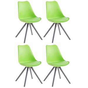 CLP Set van 4 eetkamerstoelen Toulouse Grijs Rond Frame Kunstleer