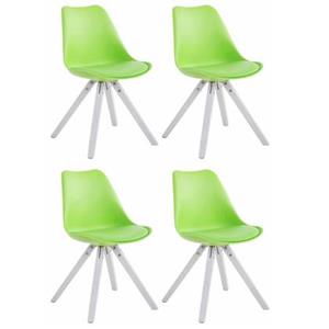 CLP Set van 4 eetkamerstoelen Toulouse Wit Vierkant Frame Kunstleer