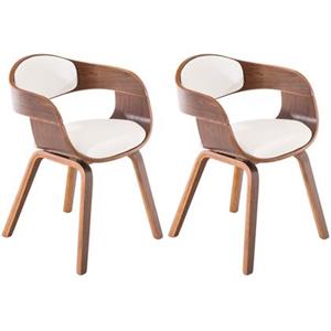 CLP 2er Set Stühle Kingston Kunstleder Walnuss/weiß