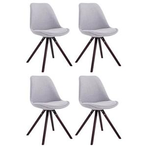 CLP Set van 4 eetkamerstoelen Toulouse Cappuccino Rond Frame Stof