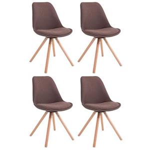 CLP Set van 4 eetkamerstoelen Toulouse Natura Rond Frame Stof