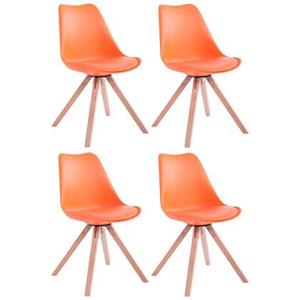CLP 4er Set Stühle Toulouse Kunstleder Natura Square Orange