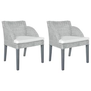 VidaXL Eetkamerstoelen 2 st met kussens natuurlijk rattan grijs