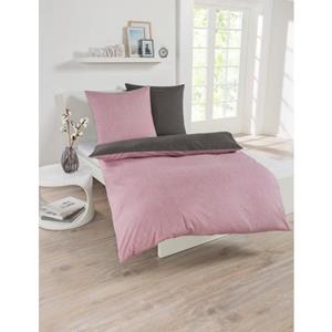SCHIESSER Feinbiber Bettwäsche Doubleface rosa/anthrazit Gr. 135 x 200