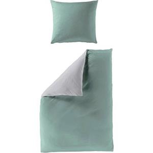 BIERBAUM Tweezijdig te gebruiken overtrekset Modern uni in mt. 135x200 of 155x220 cm Dekbedovertrek van katoen, moderne dekbedovertrek met reversible-look