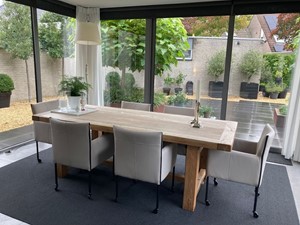ShopX Leren eetkamerstoel more, crème leer, crème keukenstoelen