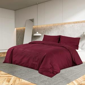 vidaXL Dekbedovertrekset 225x220 cm katoen bordeauxrood