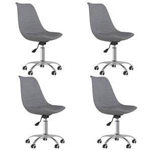 VidaXL Eetkamerstoelen draaibaar 4 st stof lichtgrijs
