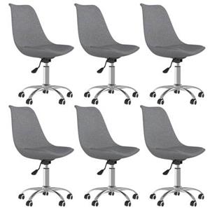 VidaXL Eetkamerstoelen draaibaar 6 st stof lichtgrijs