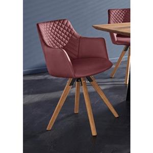 Premium collection by Home affaire Stoel met armleuningen LISABON met draaifunctie, bekleding van leer, het frame van eiken massief hout geolied (set, 2 stuks)