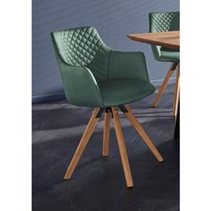 Premium collection by Home affaire Stoel met armleuningen LISABON met draaifunctie, bekleding van leer, het frame van eiken massief hout geolied (set, 2 stuks)