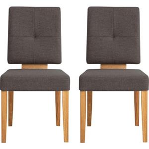 Home affaire Eetkamerstoel Ponza gestoffeerde stoel Frame van massief geolied eiken, eetkamer bestseller (set, 2 stuks)