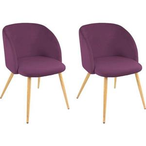 Paroli Stoel met armleuningen Dali (set van 2 of 4), met velours-overtrek en in 2 framekleuren (set)