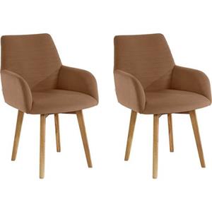OTTO products Stoel met armleuningen Alessja Bekleding van microvezel, frame van eiken massief hout (set, 2 stuks)