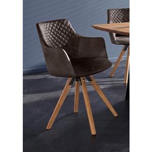 Premium collection by Home affaire Stoel met armleuningen LISABON met draaifunctie, overtrokken met robuuste microvezel, het frame van eiken massief hout geolied (set, 2 stuks)