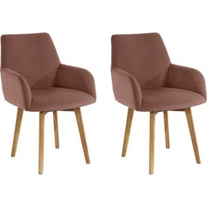 OTTO products Stoel met armleuningen Alessja Bekleding van microvezel, frame van eiken massief hout (set, 2 stuks)